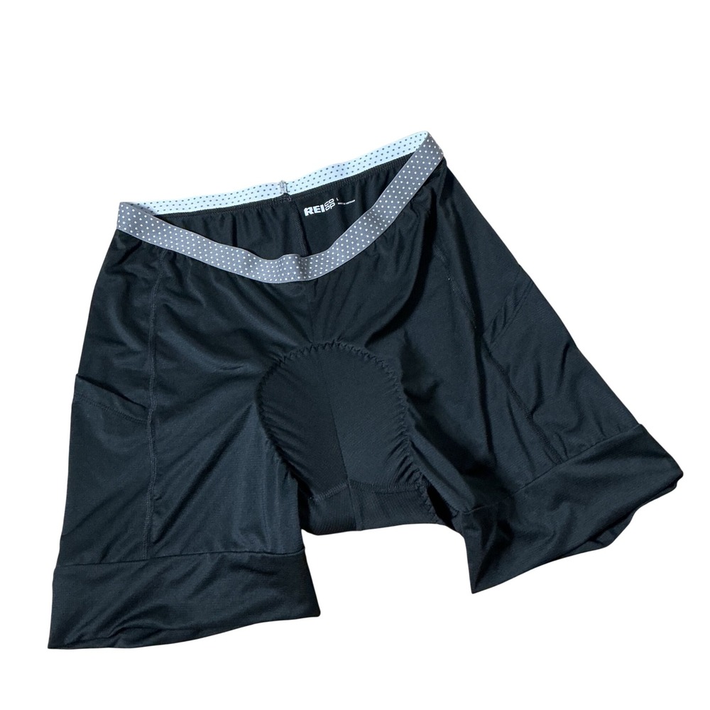 REI Co-op Mens Padded Cycling Liner Shorts Black Blue Chamois BR-305R L